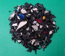 Plastic chips recycled from automotive bumpers
