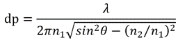 1: dp =  / 2n1  sin2 - (n2/n1)2